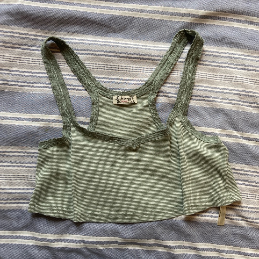 Free People Light Green Ribbed Tank